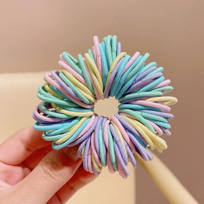 250/300Pcs Girls Colorful Hair Bands Set: Nylon Elastic Rubber Ponytail Holder Scrunchies for Children - Kids Hair Accessories