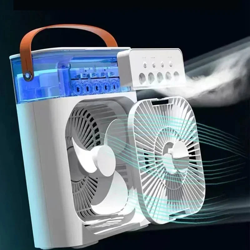 3-in-1 Household Small Air Cooler - LED Night Light Portable Humidifier - Air Adjustment Fan for Office and Home