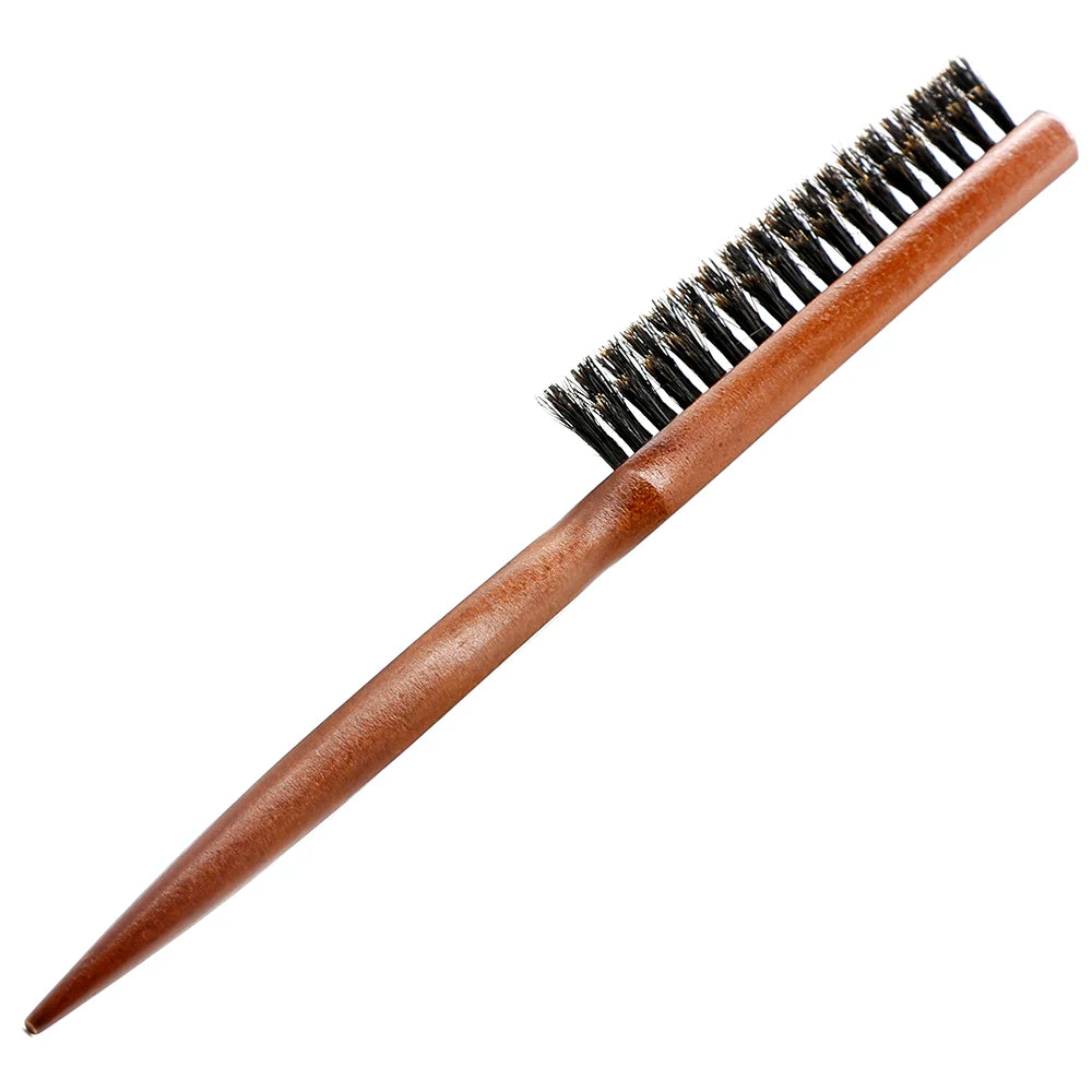 Natural Boar Bristle Hair Fluffy Comb - Wood Handle Hair Brush - Anti-Static Barber Hair Comb - Scalp Massage Hairdresser Styling Tool