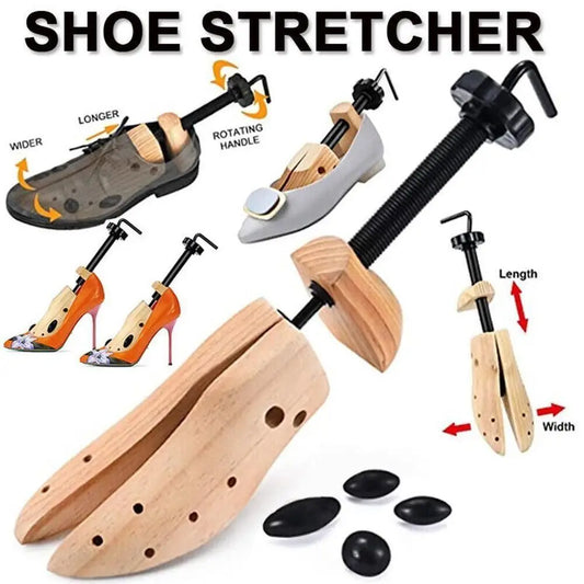 2 Way Adjustable Shoe Stretcher - Pine Wood Shoe Tree Expander for Men and Women, Available in S/M/L Sizes