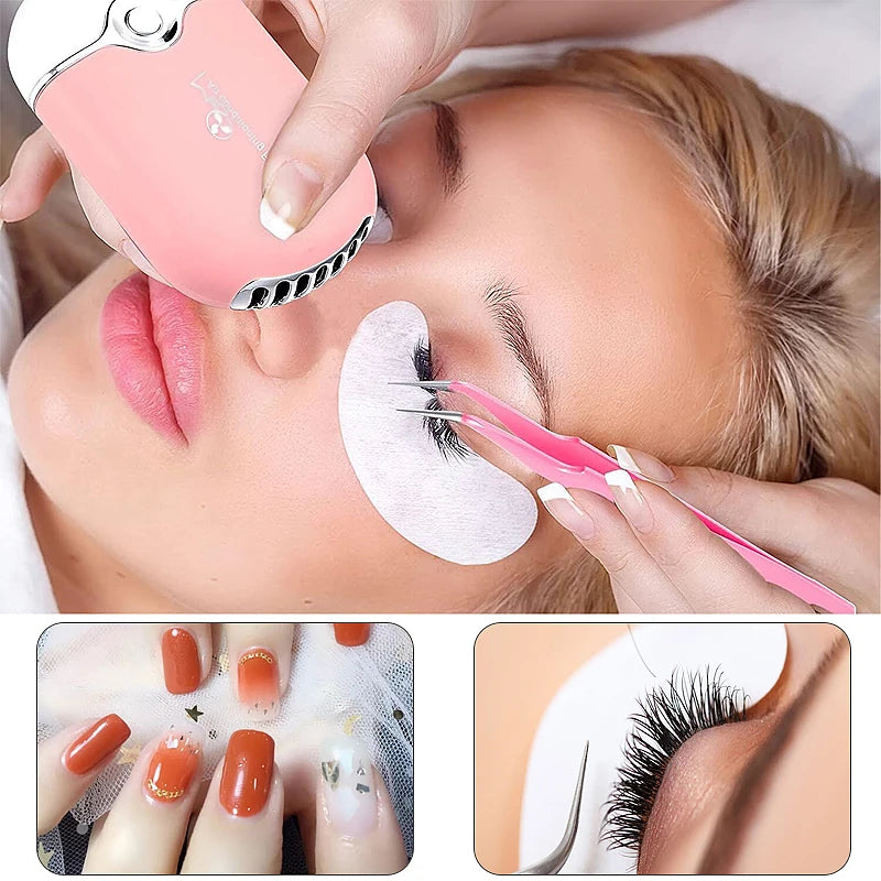 Mini USB Charging Eyelash Fan Dryer: Blower for Graft Lashes Extension - Dedicated Air Conditioning Glue Fast Dry - Essential Women Makeup Tool