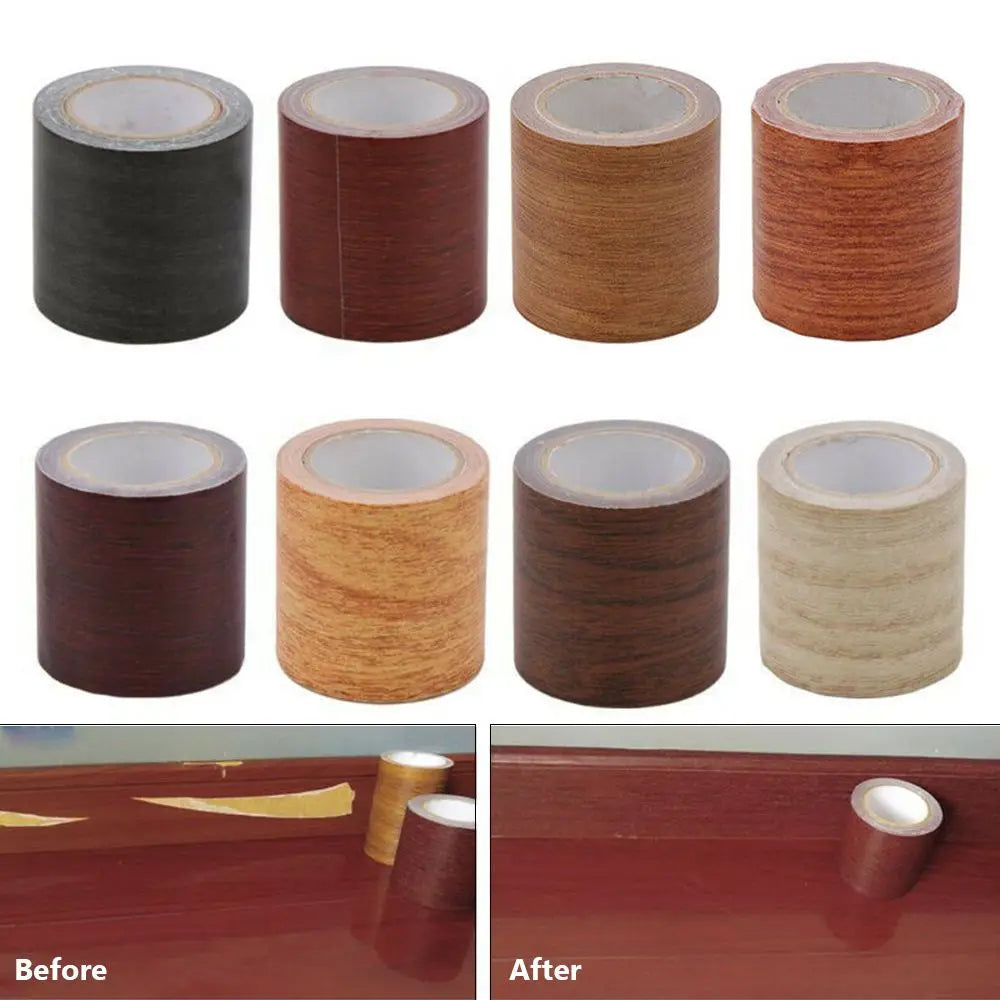 5M Realistic Wood Grain Repair Adhesive Duct Tape - Floor & Furniture Renovation Skirting Line Sticker for Home Decoration