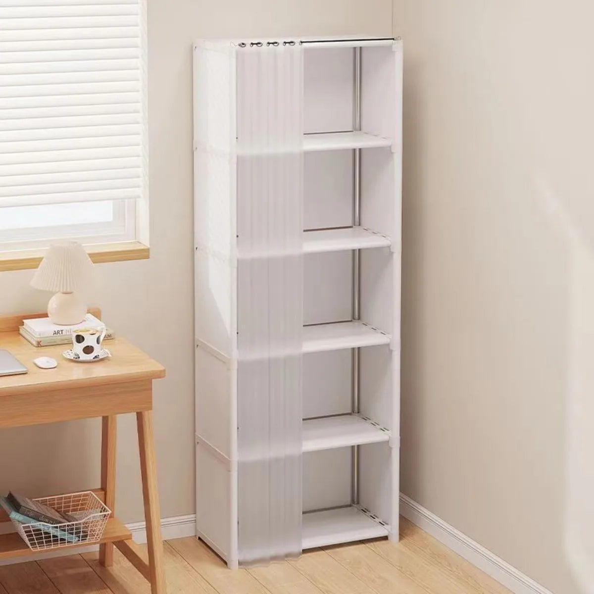 6/5 Layers Dustproof Wardrobe - High Capacity Assembly Storage Cabinet with Partition for Bedroom and Bookshelf Organization