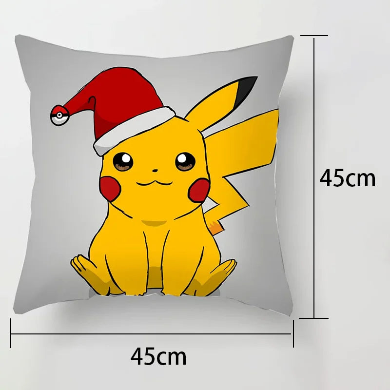 Anime Pokemon Pikachu and Charizard Pillow Cover - 45x45cm Cartoon Squirtle Action Figure Square Case for Home Sofa Decor, Toy Gift