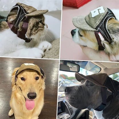 Dog Sunscreen Hat: Baseball Cap with Ear Holes for Outdoor Sports - Adjustable Pet Hat for Small, Medium, Large Dogs