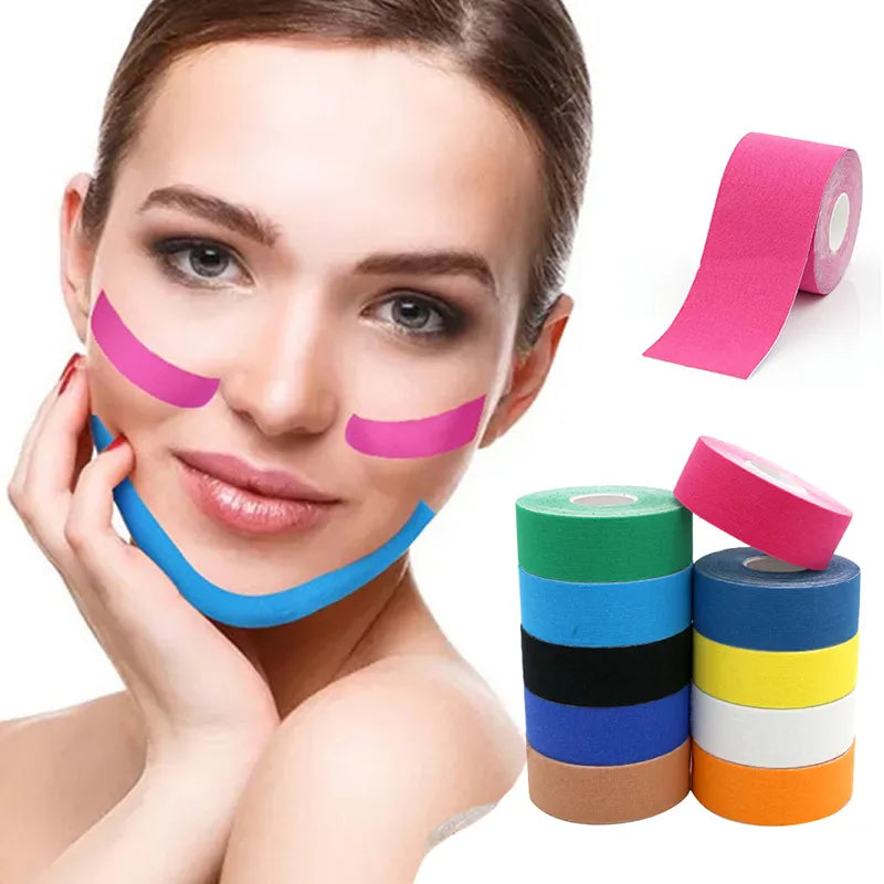 Kinesiology Tape for Face & Neck | V Line & Eyes Lifting | Wrinkle Remover Sticker Tape | Skin Care Tool 2.5CM*5M