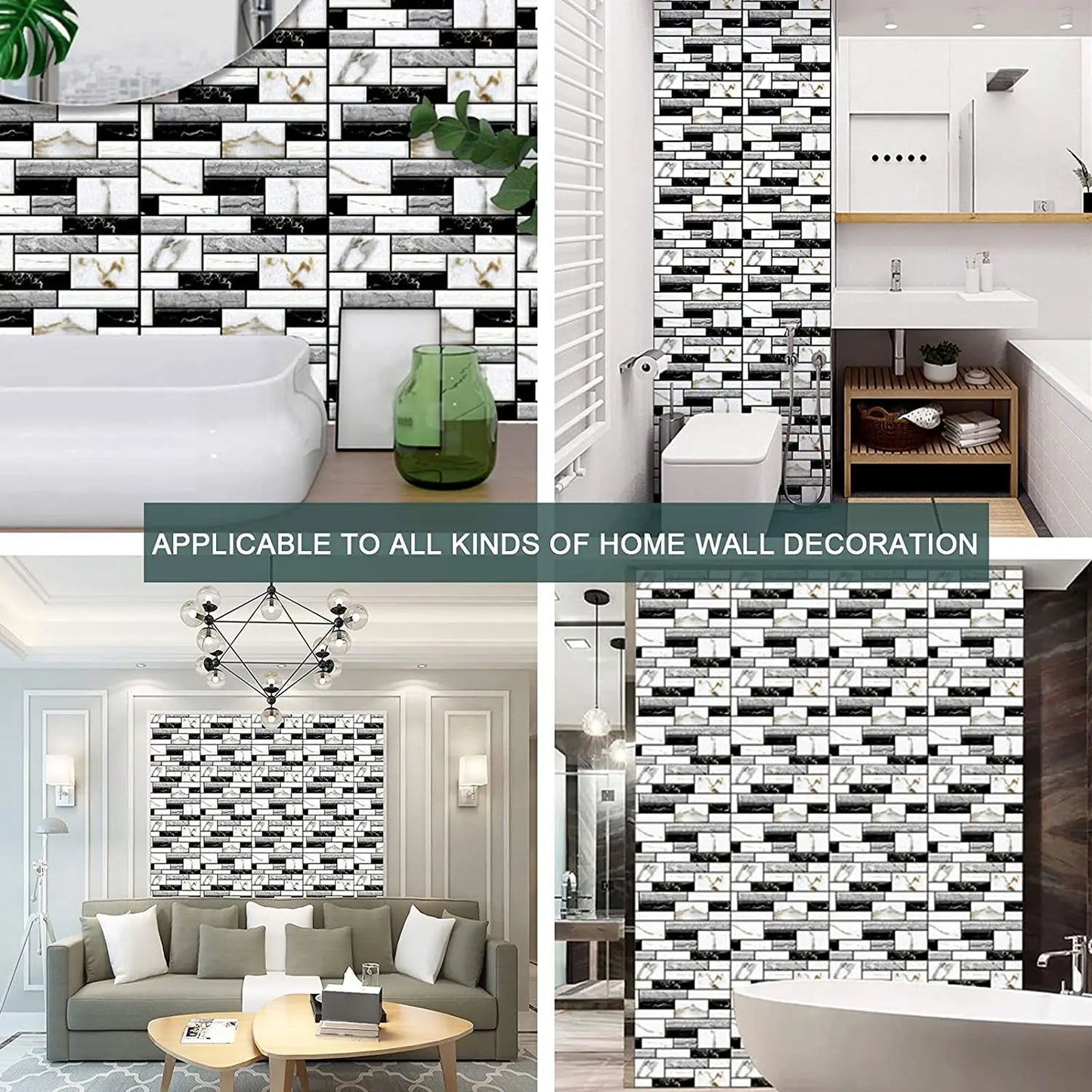 Self-Adhesive Tile Wall Sticker | 3D PVC Covers for Kitchen Cupboard Bathroom | Waterproof Home Decor Wallpaper