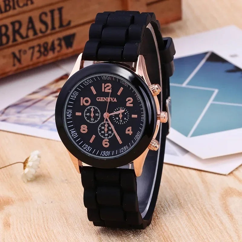 Famous Brand Geneva Ladies Fashion Watch - Unisex Silicone Quartz Wristwatch for Students, Stylish Relogio Feminino