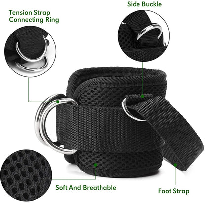 Ankle Straps for Cable Machine - Adjustable Kickback Ankle Cuffs for Glute Workouts and Leg Extensions, Gym Cable Attachment