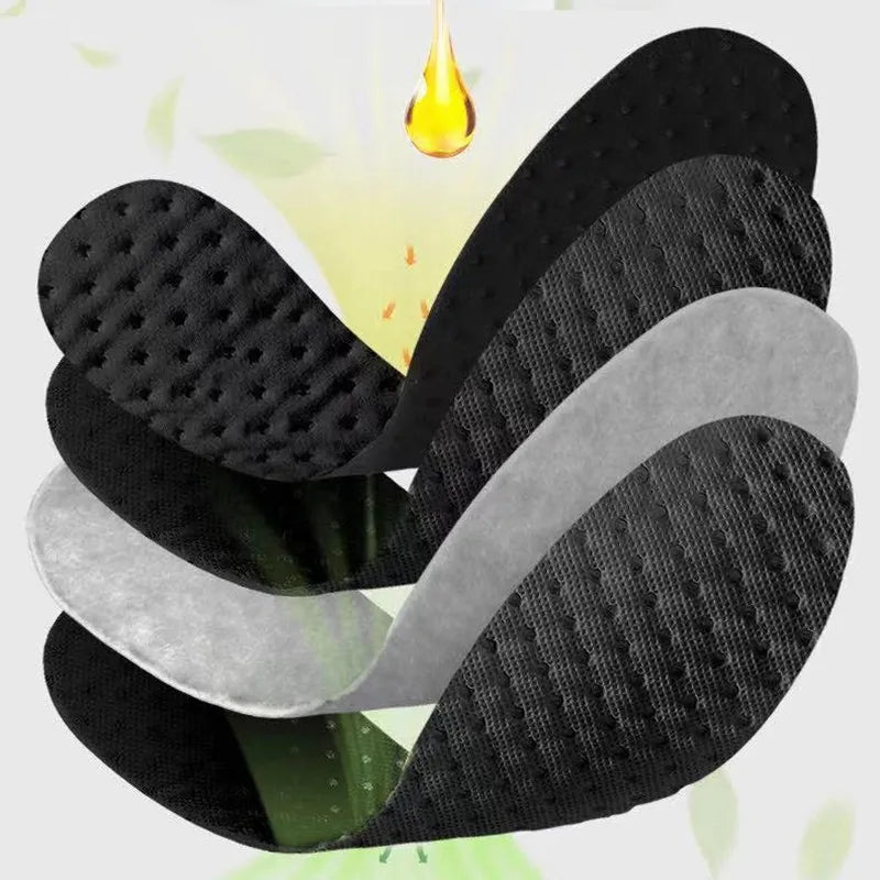 Bamboo Charcoal Plant Insoles - Antibacterial Deodorant, Shock Absorbing Sole for Running and Sports Shoes