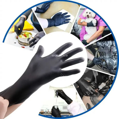 Disposable Black Nitrile Gloves - Pack of Kitchen, Cooking, Tattoo, Car Washing, and Household Cleaning Work Gloves