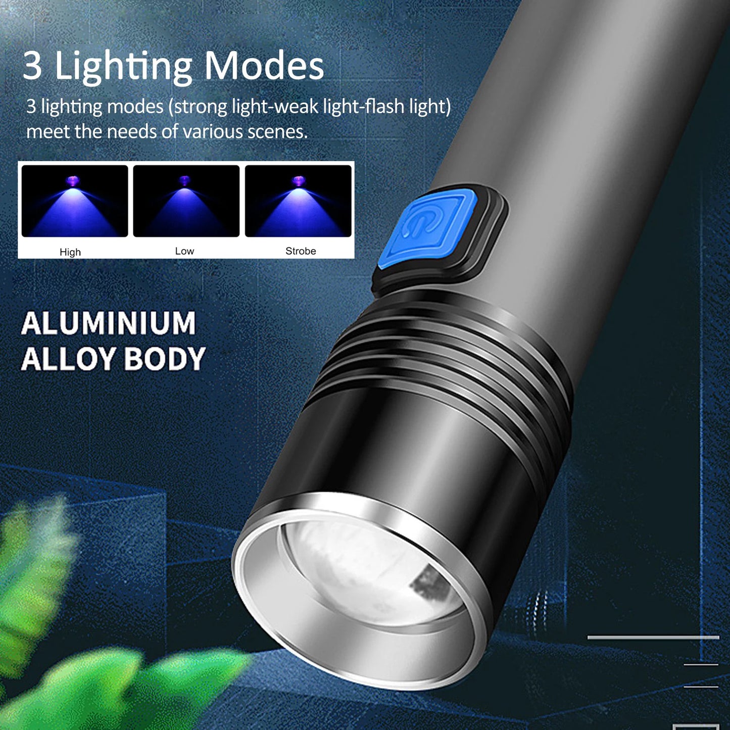 Zoomable USB Rechargeable UV Flashlight: 395nm Blacklight for Pet Urine Detection and Resin Curing - Ultraviolet Light Tool