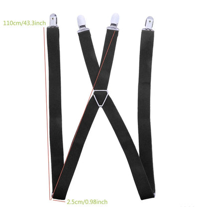 Adjustable Elastic Suspenders with 4 Clips, 2.5cm Wide - for Men, Women, and Children, Perfect for Weddings and Formal Events