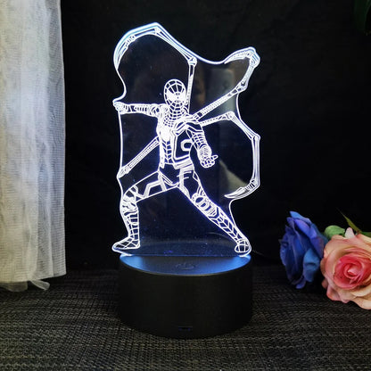 Spiderman 3D Acrylic Night Light – USB Stereo LED Desk Lamp | Phantom Light with USB and Battery Power | Surprise Birthday Gift