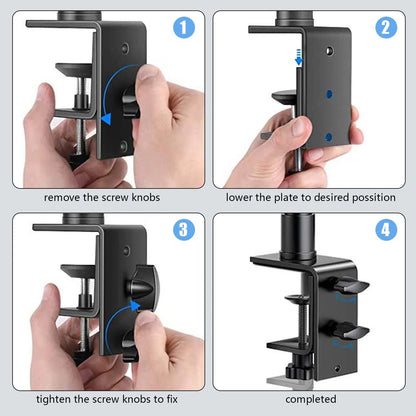 Desk Mount Stand - DSLR Camera C-Clamp Light Stand, Photographic Light Boom Stand with Ball Head for Phone, Video, Ring Light, Zoom