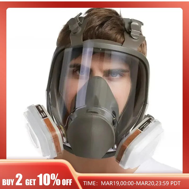 6800 Anti-Fog Gas Mask - Industrial Paint Spray Safety Work Dust Filter - Full Face Protection with Formaldehyde