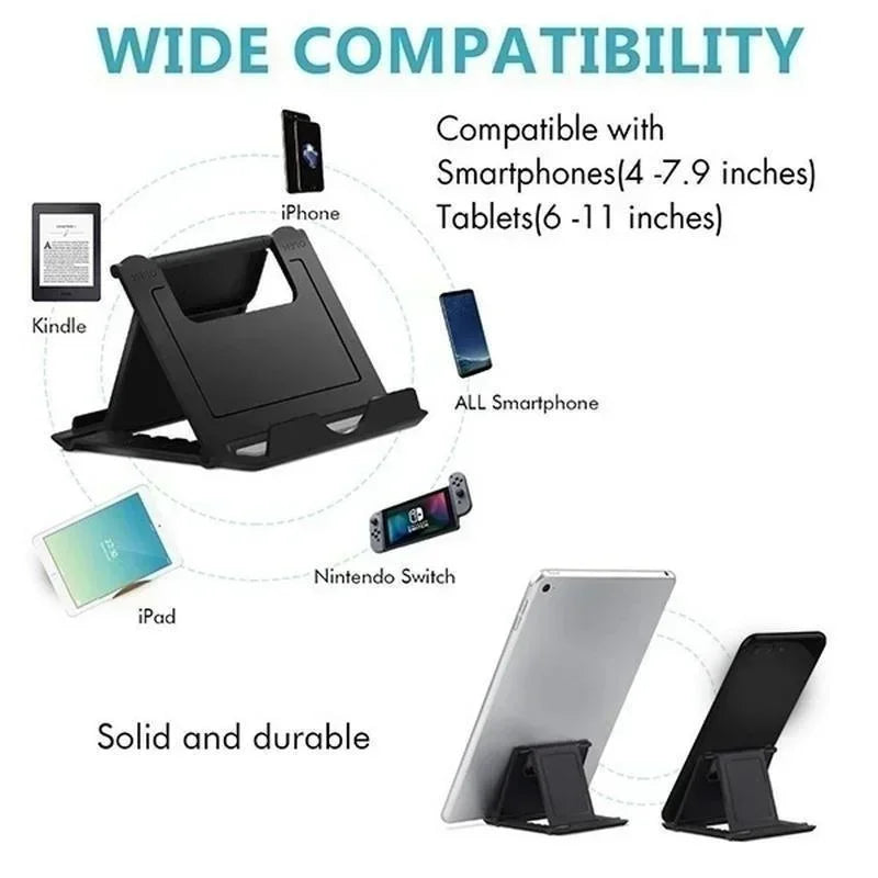 Mini Creative Portable Folding Plastic Phone and Tablet Stand - Universal Holder for iPhone 15, 14, 13, 12, Xiaomi, Samsung