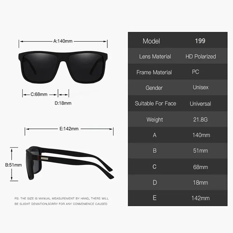 Luxury Vintage Square Polarized Sunglasses - UV400 Eyewear for Men and Women, Brand Designer Sun Glasses for Driving and Fishing