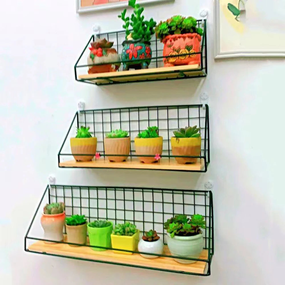 Creative Wall-Mounted Shelves – Iron Hanging Storage Shelves & Baskets for Bedroom Home Furnishings