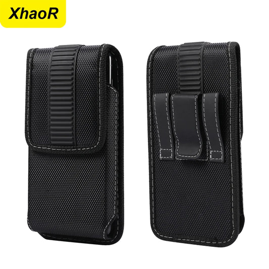 Universal Mobile Phone Waist Bag - Nylon Oxford Fabric Belt Clip Case for iPhone 15/14/13/12 Pro Max, Samsung, Xiaomi, Huawei