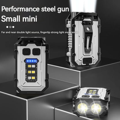 Portable Mini Keychain Light | LED High Bright Flashlight | Dual Light Source Outdoor Camping Fishing | Multi-function Tool Torch Lamp