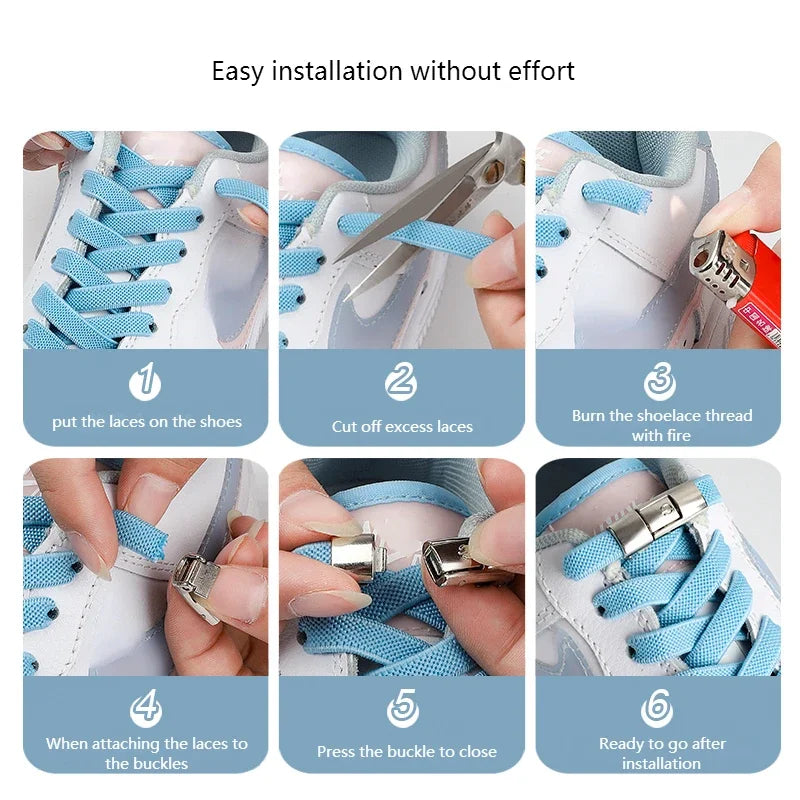 Gradient Elastic No-Tie Shoelaces: Innovative Press Lock Design for Sneakers, Flats, Kids, and Adults - Shoe Accessories