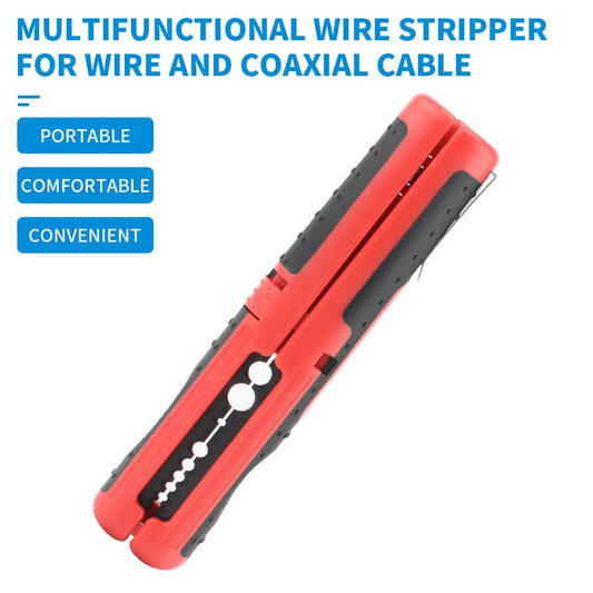 Multifunctional Cable Wire Stripper Cutter Pliers - Portable Anti-Skid Handle Hardware Tool with Strip Pen Clip