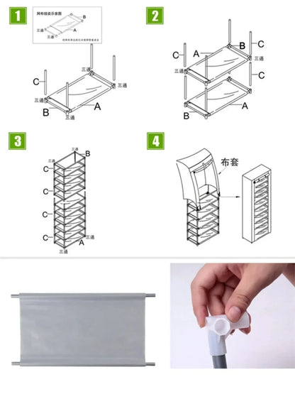 Dustproof Multilayer Shoe Storage Rack - Nonwoven Shoes Storage Cabinet - Space-Saving Shelf for Home and Hallway