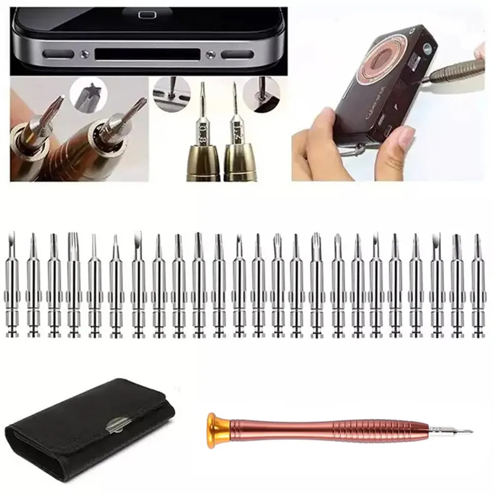 Mini Precision Screwdriver Set - 25 in 1 Electronic Torx Screwdriver Opening Repair Tools Kit for iPhone, Camera, Watch, Tablet, PC