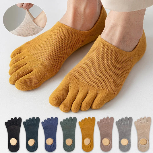 3 Pair Pack Men's Novelty Toe Socks - Breathable and Sweat-Absorbent Finger Boat Socks, High-Quality Casual Sox