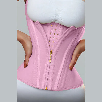 Colombian Double Compression Waist Trainer: Adjustable Zipper Corset with Bone - Flat Belly Body Shaper