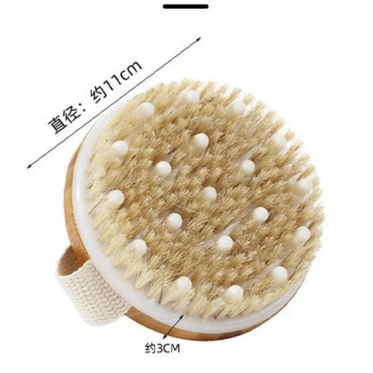 2-in-1 Natural Bristle Body Massage Brush: Dead Skin Remover and Anti-Cellulite Exfoliator - Enhances Blood Circulation