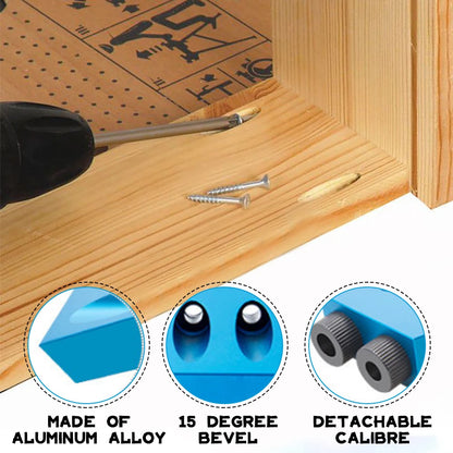 Woodworking Oblique Hole Drill Locator: Pocket Hole Jig for 15 Degree Angle Drilling - DIY Puncher Carpentry Tools, Drill Guide Sets