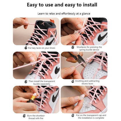 Elastic Spring Lock No-Tie Shoelaces - Quick Rubber Bands for Kids and Adults, Round Lazy Shoe Laces in 15 Colors