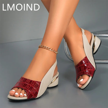 Women's Mid Heels Sandals - Fashion Chunky Open Toe Dress Shoes, New Casual Designer Pumps, Classic Brand Femme Zapatos