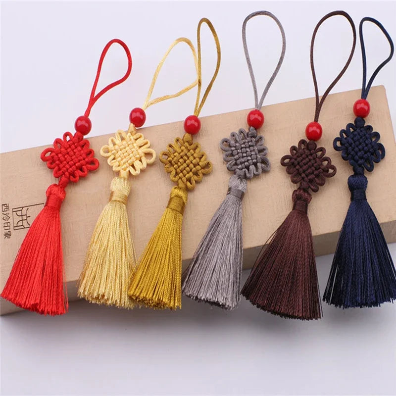 5/10Pcs 5cm Small Chinese Knot Silk Tassel Pendants - Sewing Curtain Charms for DIY Crafts, Gift Jewelry Making, and Home Decor