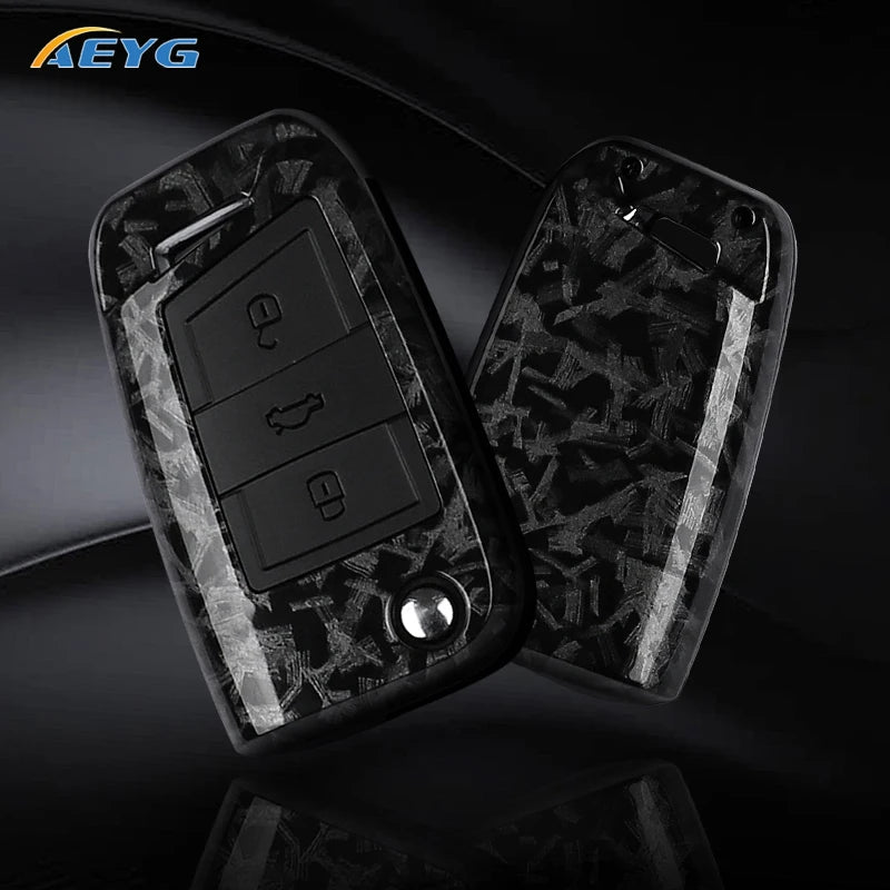 ABS Carbon Fiber Car Key Case Cover - Fob for VW Golf 7 MK7, Tiguan MK2, SEAT Ateca, Leon FR 2, Ibiza, Skoda Octavia