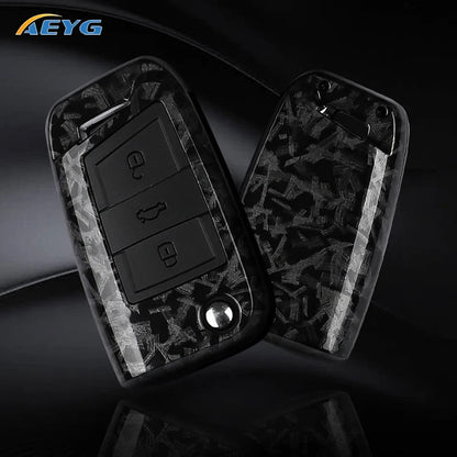 ABS Carbon Fiber Car Key Case Cover - Fob for VW Golf 7 MK7, Tiguan MK2, SEAT Ateca, Leon FR 2, Ibiza, Skoda Octavia