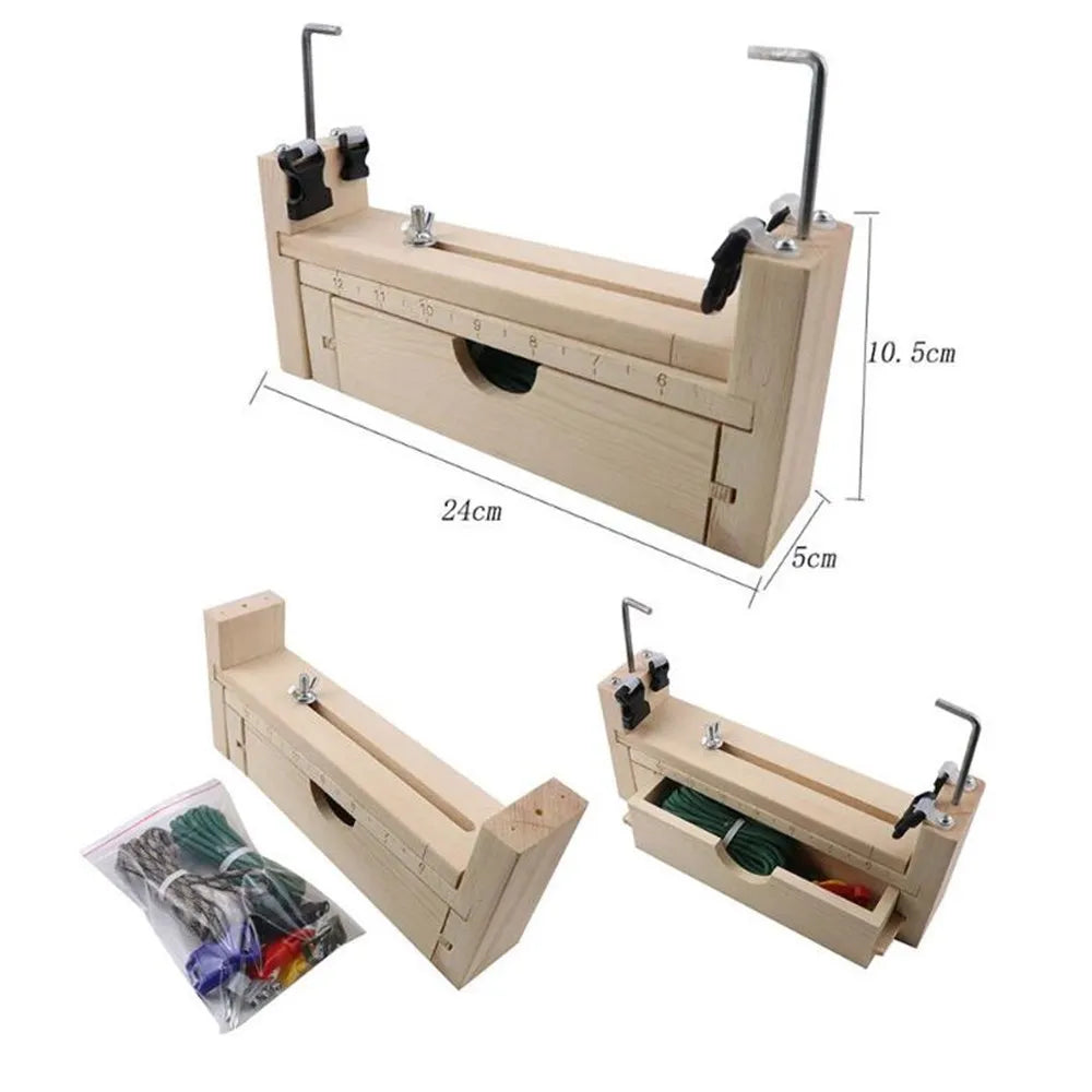 DIY Bracelet Woven Workbench - Adjustable Length Manual Wooden Paracord Jigs Set - Rope Weaving Maker Platform and Tool