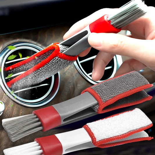 Car Wash Double Head Brushes - Air Vent Conditioner Grille Duster, Auto Detailing Cleaner for Interior Cleaning Tools