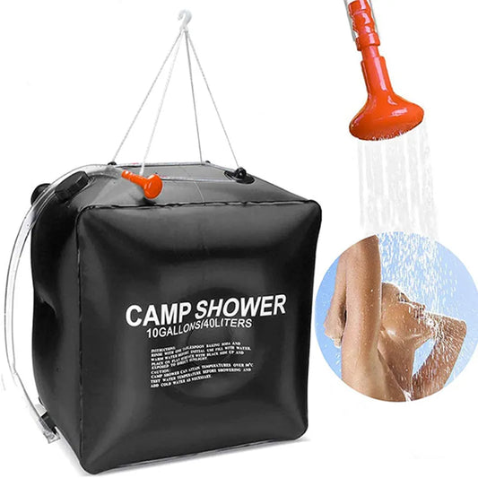 40L Solar Power Camping Shower Bag: Fast Heating Shower Head - Water Storage Bag for Camping, Fishing, Hiking, Bathing