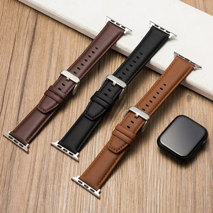 Leather Watch Band for Apple Watch Series 8/7/6/5/4/3/SE - 49mm, 44mm, 45mm, 42mm, 38mm, 40mm, 41mm - Stylish Bracelet for Men and Women