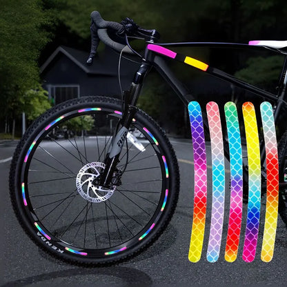 20Pcs/Set Rainbow Reflective Sticker: Night Glow Sticker for Bike Wheels, Car, Motorcycle - Safety Warning Stickers