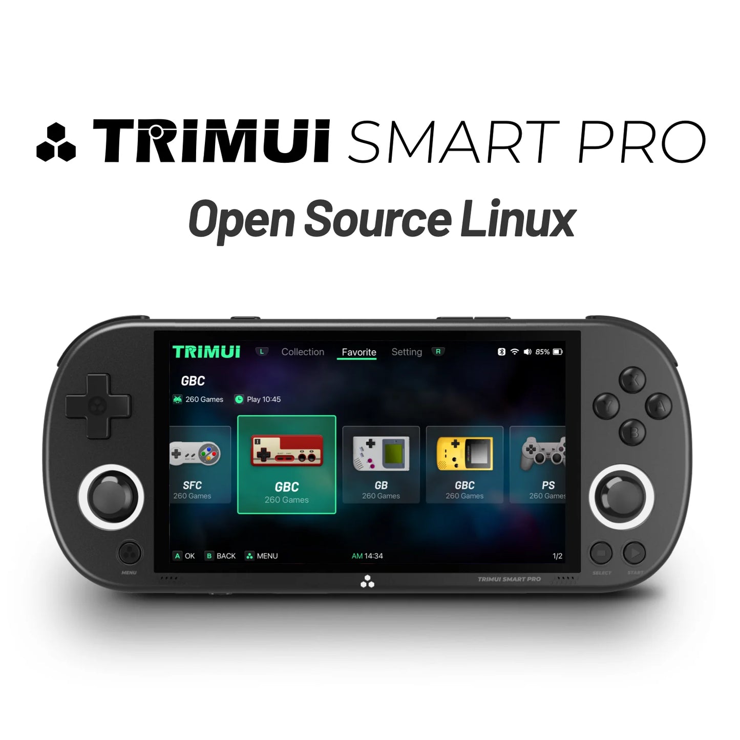 Trimui Smart Pro Handheld Game Console - 4.96'' IPS Screen, Linux System, RGB Lighting, Retro Video Game Player Gift