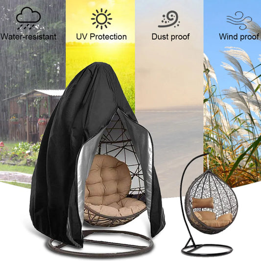 Outdoor Hanging Chair Cover: Waterproof Rattan Seat Protector with Zipper - Anti-UV Sun Protection for Garden Swing Egg Chairs