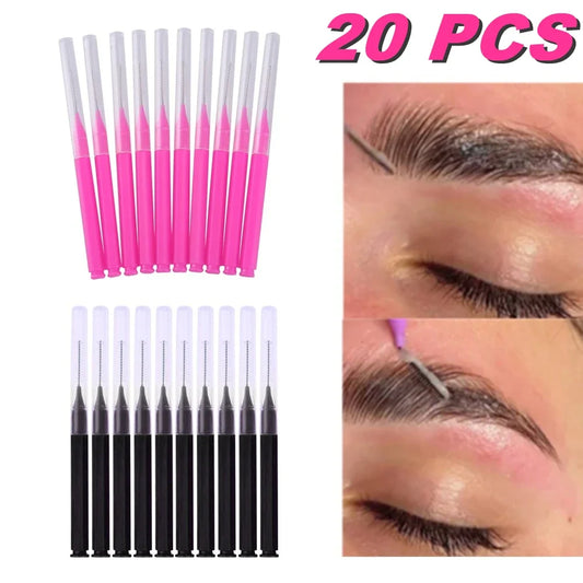 20Pcs Mini Eyebrow Brush - Disposable Brow Lifting Brushes, Bendable Micro Eyelash Applicators, Makeup Tools