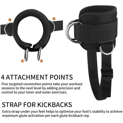 Ankle Straps for Cable Machine - Adjustable Kickback Ankle Cuffs for Glute Workouts and Leg Extensions, Gym Cable Attachment