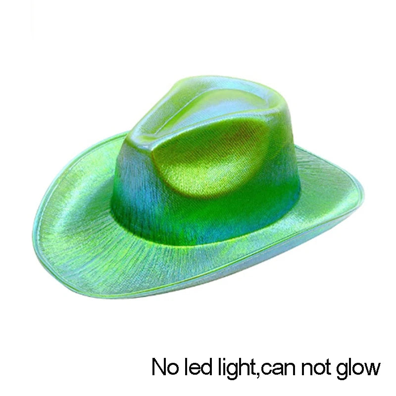 New Pearlescent Cowboy Hat - Glowing Cowgirl Cap for Dance Costumes, Neon Nightclub Decor