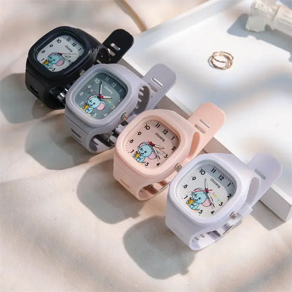 New Lovely Cartoon Kids Watch – Square Luminous Silicone Sports Watch for Students – Fashionable and Fun Luminous Timepiece