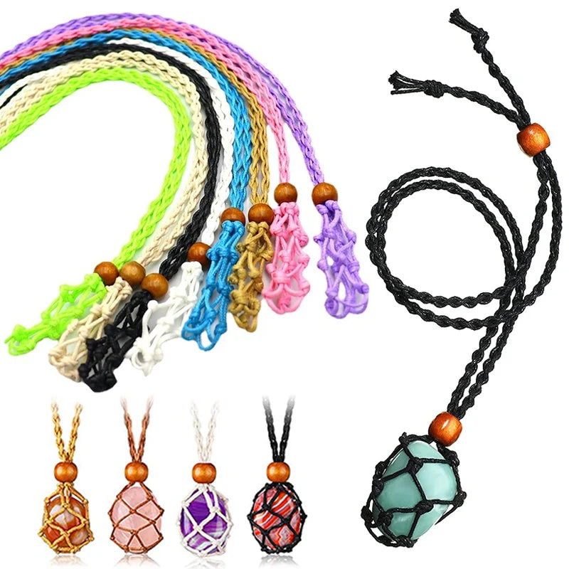 DIY Necklace Cord with Net Rope - Empty Meditation Stone Holder for Quartz Crystal Pendants | Jewelry Making Accessories